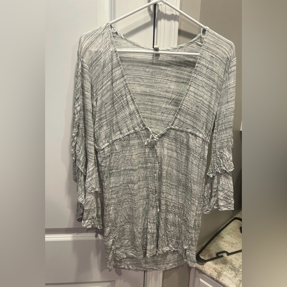 Elan Gray striped swim coverup Small